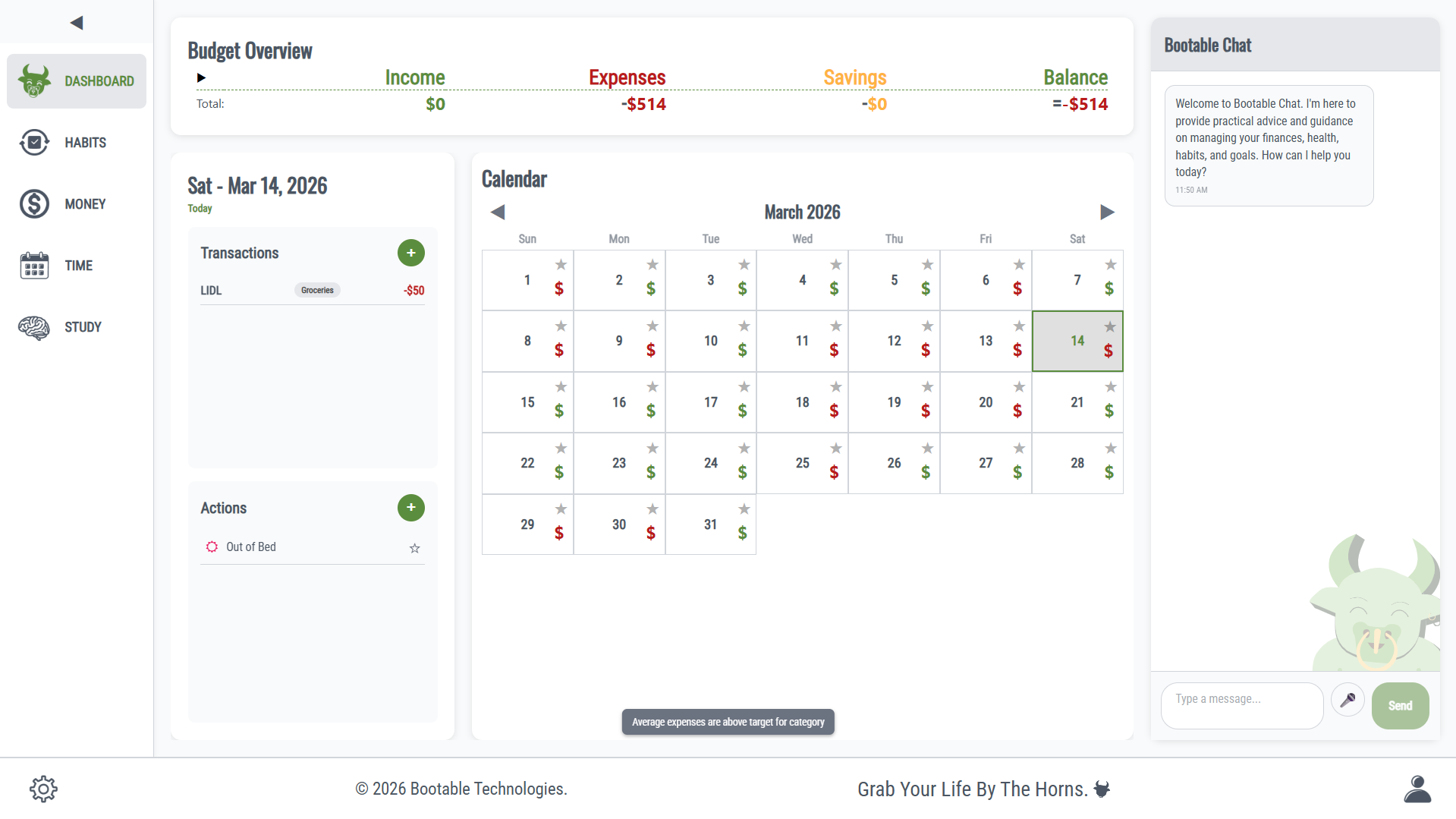 Bootable operations dashboard