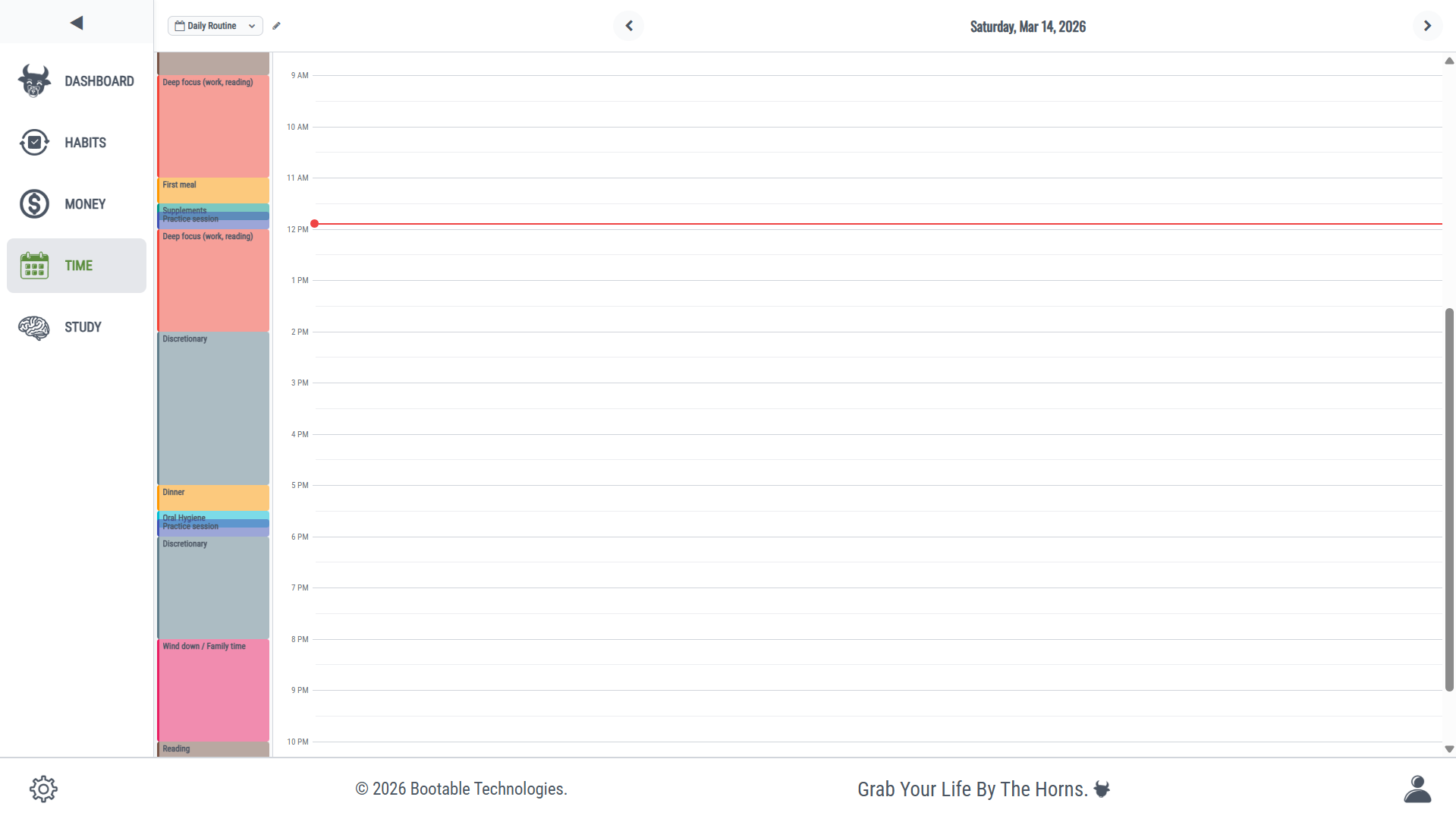 Bootable time planning